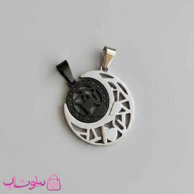 گردنبند ست عاشقانه مدل مدل خورشید مشکی نقره ای