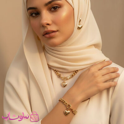 قیمت سرویس بدلیجات زنانه ژوپینگ طلایی مدل کارتیه قلبی