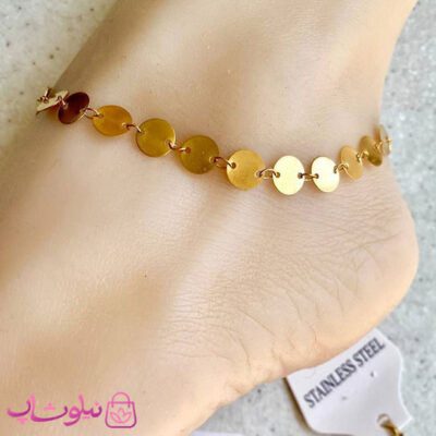 پابند زنانه مدل پولکی طلایی استیل