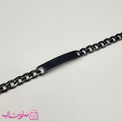 خرید دستبند مردانه مدل کارتیه پلاک دار مشکی رنگ