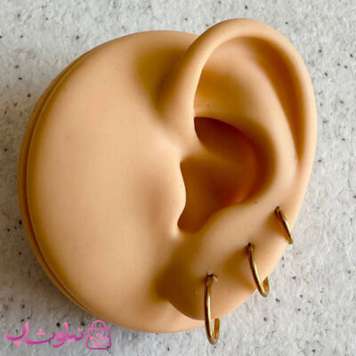 خرید پیرسینگ گوش مدل حلقه ای ساده طلایی رنگ (پک سه عددی)
