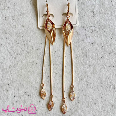 گوشواره آویز بلند زنانه برند ژوپینگ مدل لوزی