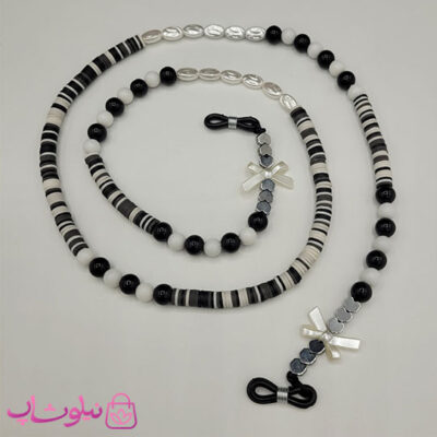 خرید بند عینک زنانه دستساز برند N&SH مدل فانتزی سفید مشکی