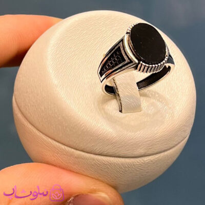 خرید انگشتر مردانه نقره وارداتی عیار 925 مدل سنگ اونیکس مشکی شکل بیضی