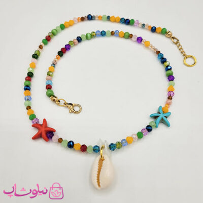 خرید گردنبند زنانه دستساز برند N&SH با منجق های رنگی مدل دریایی