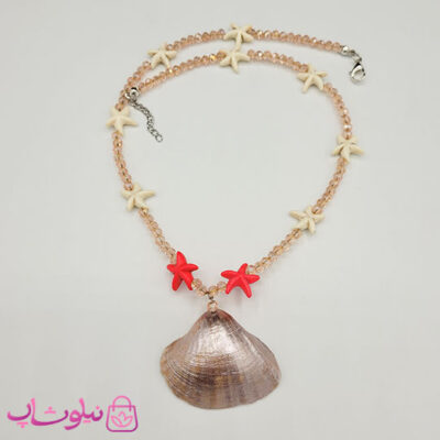 خرید گردنبند زنانه دستساز برند N&SH مدل صدف صورتی روشن