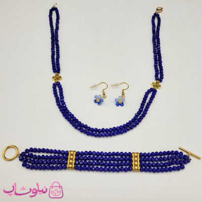 خرید سرویس زنانه دستساز برند N&SH مدل کریستال و گل آبی