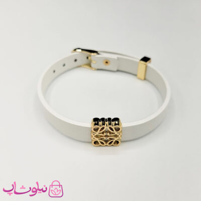خرید دستبند زنانه لووه Loewe چرم استیل رنگ سفید