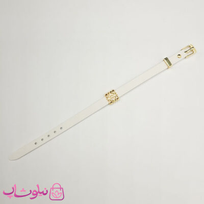 قیمت دستبند زنانه لووه Loewe چرم استیل رنگ سفید