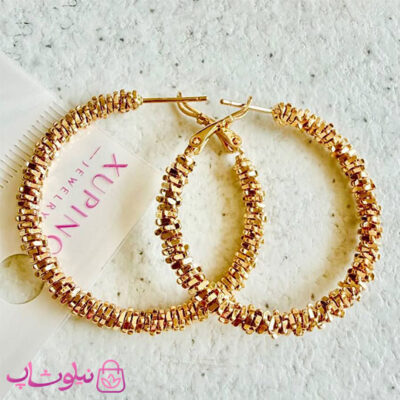 خرید گوشواره زنانه حلقه ای ژوپینگ مدل خاویاری طلایی